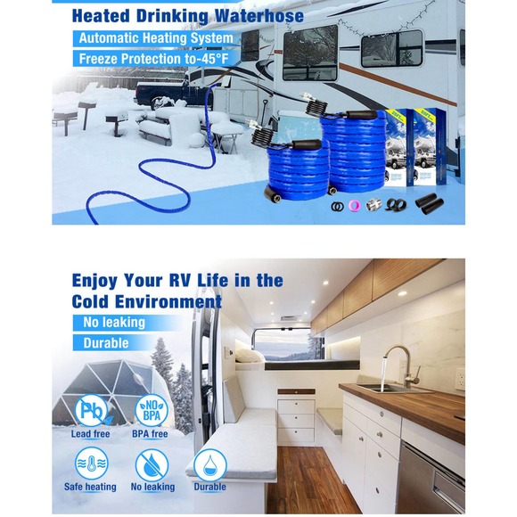 NEW 25 FT Heated Water Hose Withstand Down to -40℉ Lead &  BPA Free - Picture 10 of 14